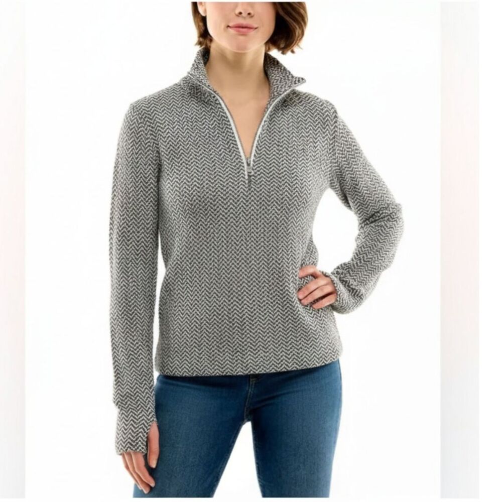 Lucy Herringbone Chevron Pattern 1/4 Zip Pullover Athleisure Active Wear XS